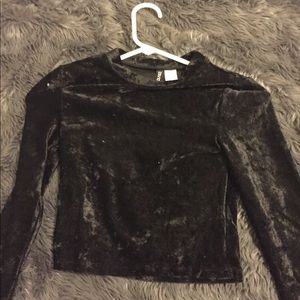 Black velvet crop top.